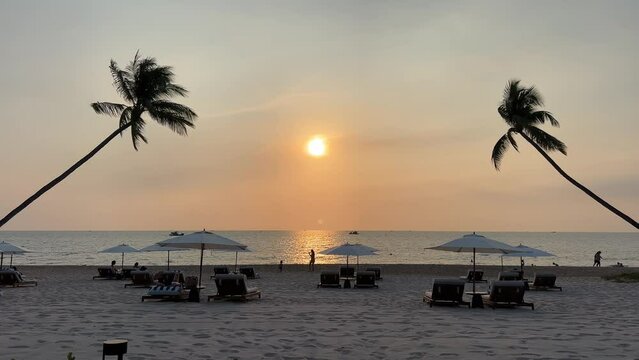 Paradise beaches of Phu Quoc Sonasea beach. Palm trees sea sunset Indian Ocean Luxury vacation near hotels. Travel travel agency destination beauty of nature rest. relaxation - Powered by Adobe