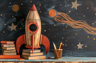 Launch into Learning A Rocket-Themed Bookshelf Generative AI