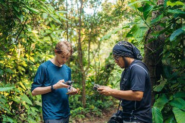 Biologist doing field work