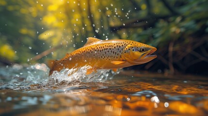 Obraz na płótnie Canvas rainbow trout goes to spawn
