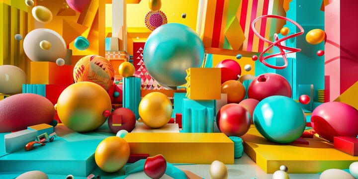 Colorful Easter Eggs and Balls in a Vibrant Display Generative AI