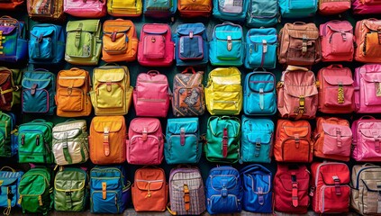 Fototapeta na wymiar Colorful Backpacks A Rainbow of Options for Your Next Adventure Generative AI