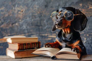 Dog in Glasses Reading a Book A Cute and Creative Way to Spend Time with Your Pet Generative AI