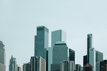 skyline of Lower Manhattan, in New York