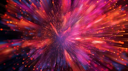 A vivid and energetic representation of a digital fireworks display, forming a celebratory and minimalistic HD background mockup.