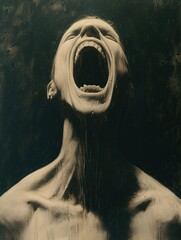 portrait of an impressive emotionally screaming man