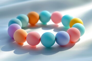 Colorful pastel bead bracelet on a light background.