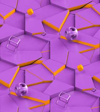 Bright lilac geometric wallpaper design.