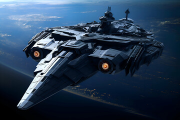 space ship in the sky. 3d illustration. High resolution.