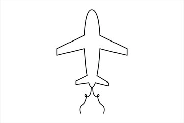 Continuous one line Airplan icon outline vector art illustration 