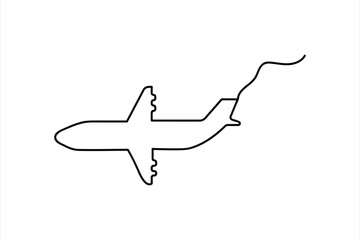 Continuous one line Airplan icon outline vector art illustration 
