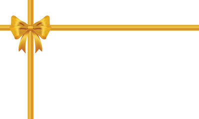 Gold bow realistic with horizontal and Vertical cross ribbon place on white background for decorate you wedding card, gift card or website Vector EPS10 with copy space