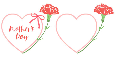 Bouquet of red carnations, cute hand drawn illustration for mother's day / 赤いカーネーションの花束、母の日のかわいい手描きイラスト - obrazy, fototapety, plakaty