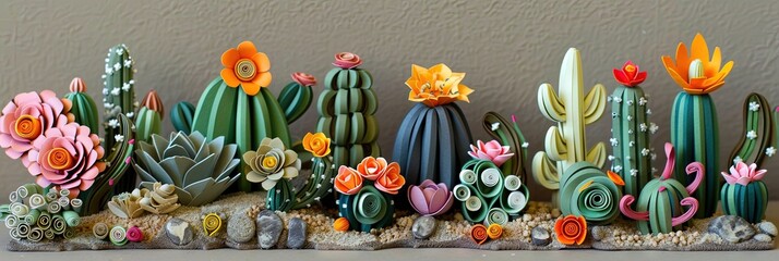 Fototapeta premium paper quilling succulents