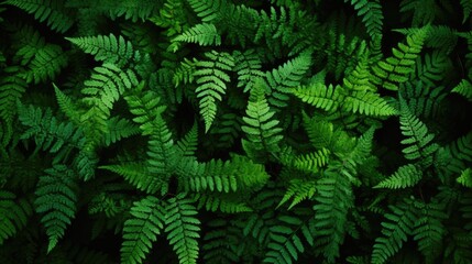 Fototapeta na wymiar Dark Green Ferns in Shadow
