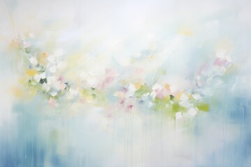 Fototapeta na wymiar Whispers of Spring Breeze Captured in an Abstract Painting With Gentle, Flowing Strokes, Generative AI