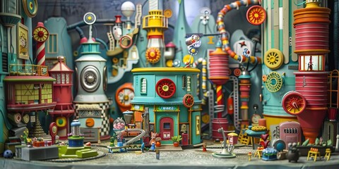 Fototapeta premium Interior of a whimsical toy factory