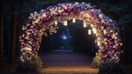 Decoration wedding flower arch night