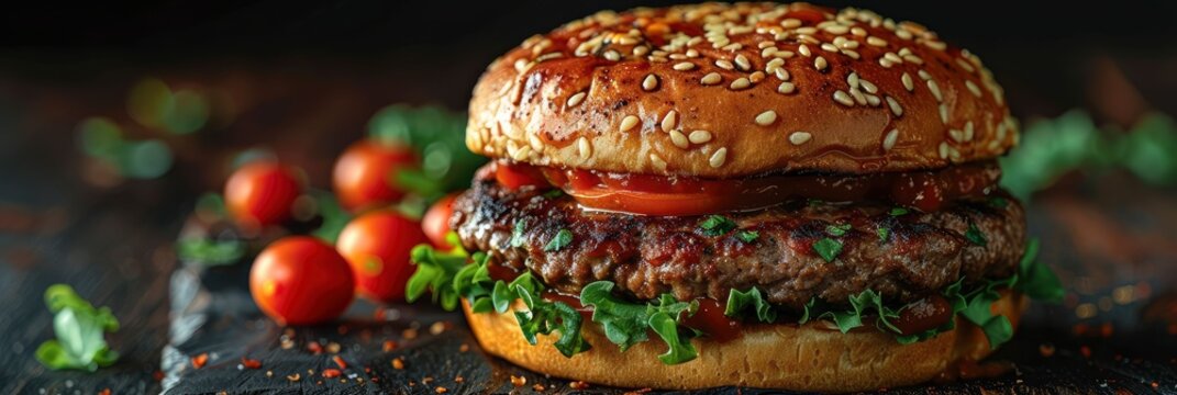 Burger On Napkin Blue Dappled Light, HD, Background Wallpaper, Desktop Wallpaper