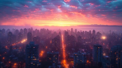 sunset over the city