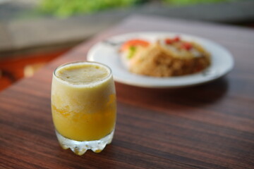 pineapple juice and fried rice