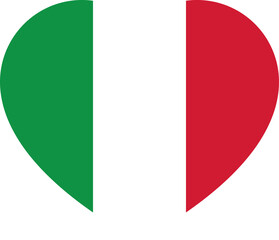 Green, white and red colored heart icons, as the colors of the national flag of Italy. Flat design illustration.