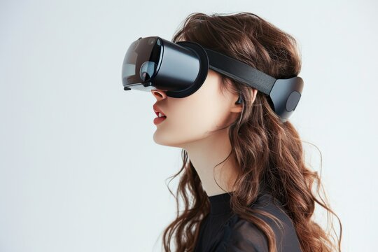 VR Virtualization Mixed Reality Headset. Virtual Reality Goggles for Storytelling. Augmented reality 3D Glasses Digital Realms. 3D Future Technology Visionary Gadget and Morality Wearable Equipment