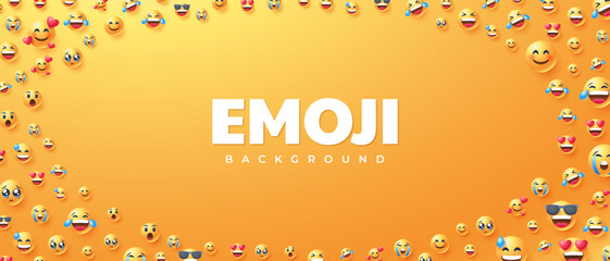 3d yellow emoji various expressions background