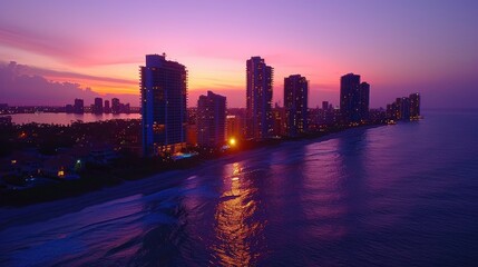 sunset over the city