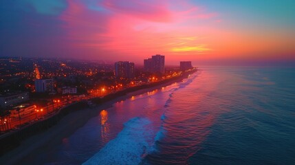 sunset over the city