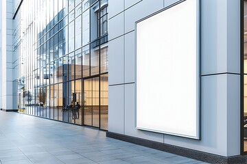 Blank Billboard on a White Wall in a City