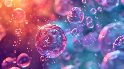 Colorful Bubbles on a Futuristic Psychedelic Background