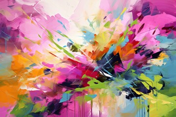 Abstract Representation of Springtime Awakening, Featuring Dynamic Forms and Vibrant Splashes of Color, Generative AI