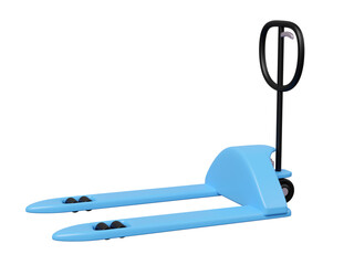3d blue hand pallet truck isolated. 3d illustration render