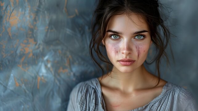 Hauntingly Beautiful Portrait of a Woman with Bruised Face