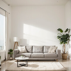 modern living room interior design with white sofa