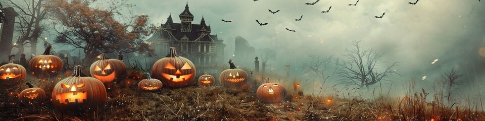 Halloween Night at the Haunted Mansion A Spooky Celebration of the Season Generative AI - obrazy, fototapety, plakaty