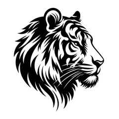 The vector-style illustrations of a Tiger head silhouette