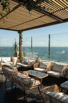 Interior of a summer restaurant