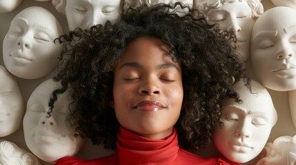 African American girl relaxed with her eyes closed