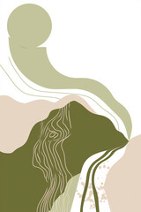 Trendy minimalist abstract landscape illustrations. hand drawn contemporary artistic posters
