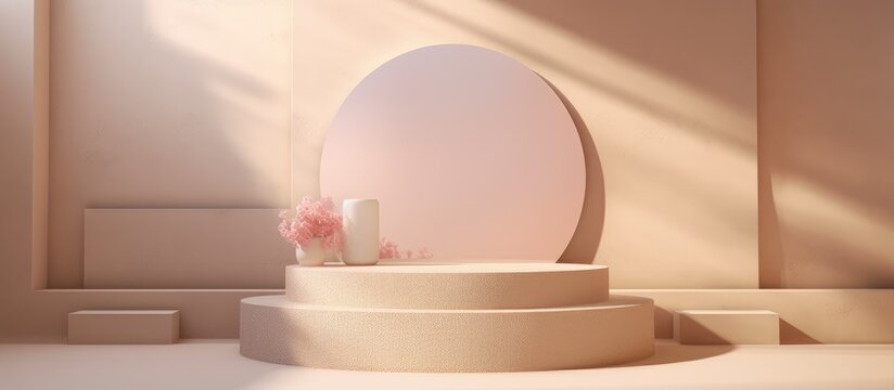 A white toilet is positioned on top of a white counter. The minimalist design of the bathroom fixture contrasts with the clean, modern aesthetic of the surrounding space. Light reflects off the