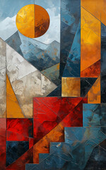 Abstract cubism colorful artwork