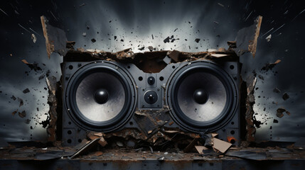 Loud background music cracks on the destroyed speaker