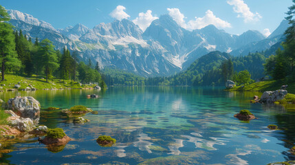 Jasna lake with beautiful reflections of the mountains.
