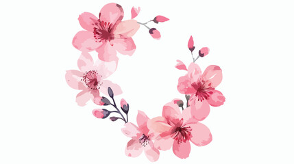 Fototapeta na wymiar Pink flowers circle