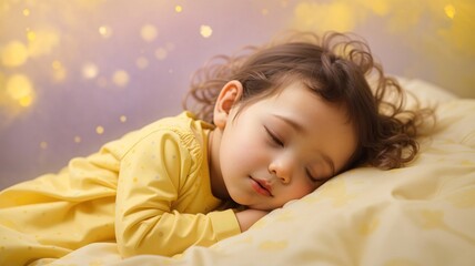 a toddler sleep on a dreamy background