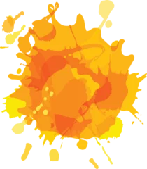 Zelfklevend Fotobehang yellow orange paint splash shape colorful set. paint with liquid fluid isolated for design elements. ink splatter flat collection. Isolated vector illustration © DesignStock98