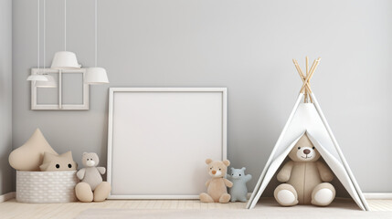 Mock up frame in children room interior background