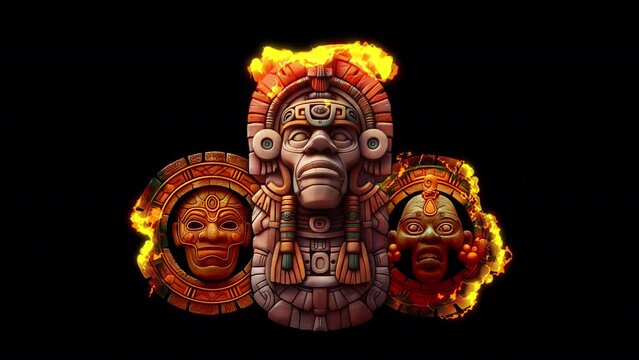Stone Bas-Reliefs Of Ancient Gods. Animation On The Theme Of History And Religion, Mysticism And Worship.